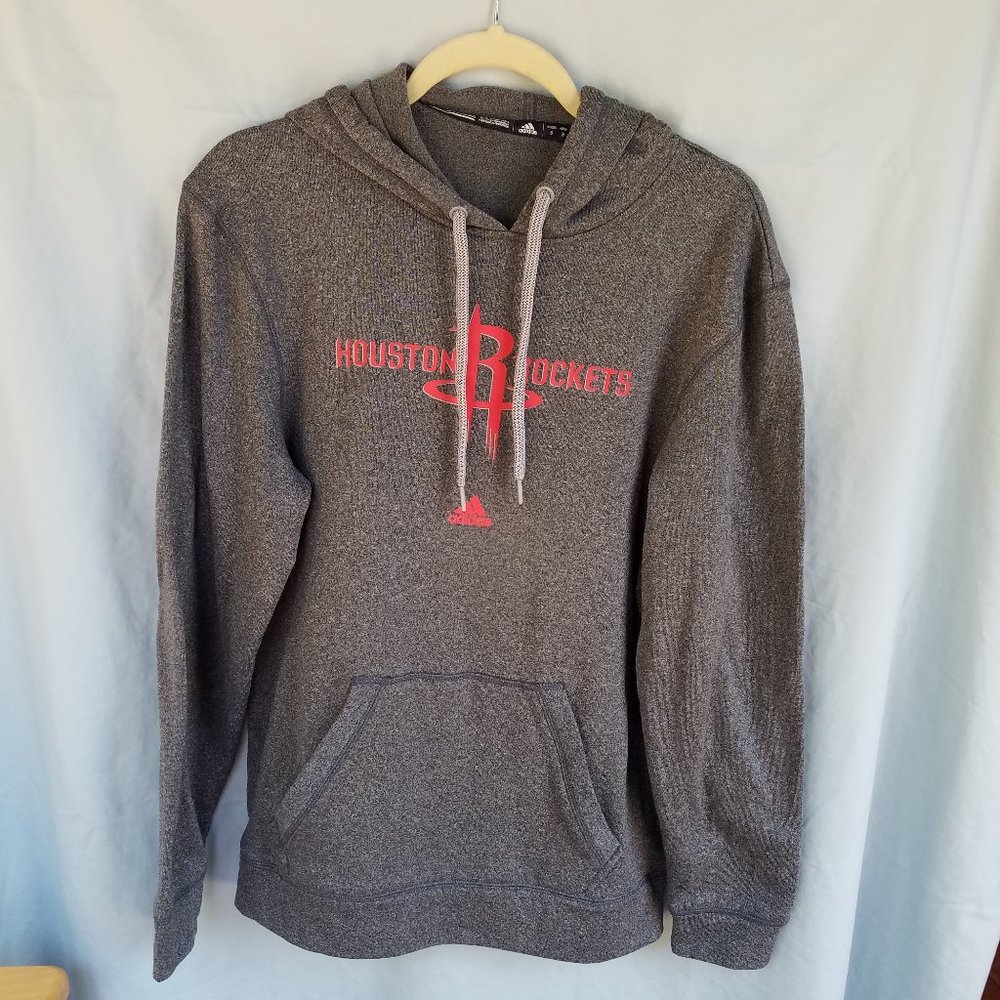 Small Houston Rockets Gray and Red Hoodie NBA Climawarm Adidas